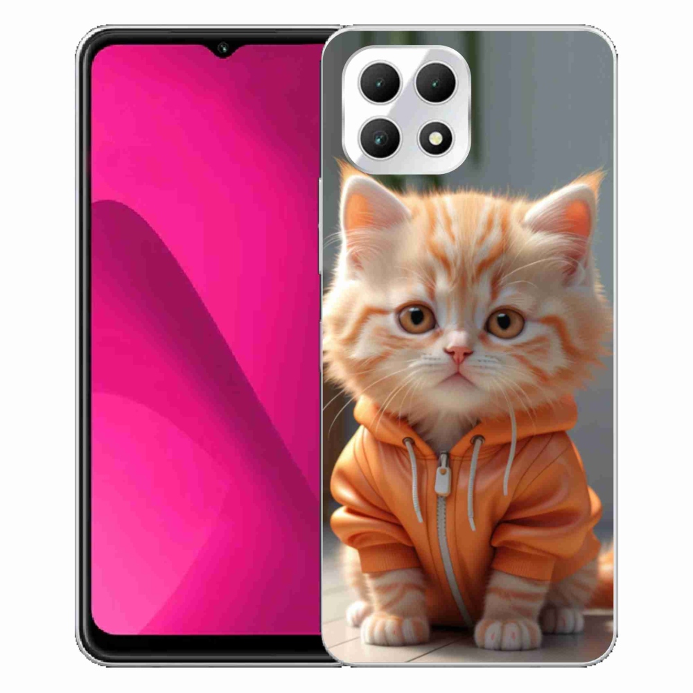 Gél borító mmCase a T phone 2 készülékhez - cica kapucnis pulóverben
