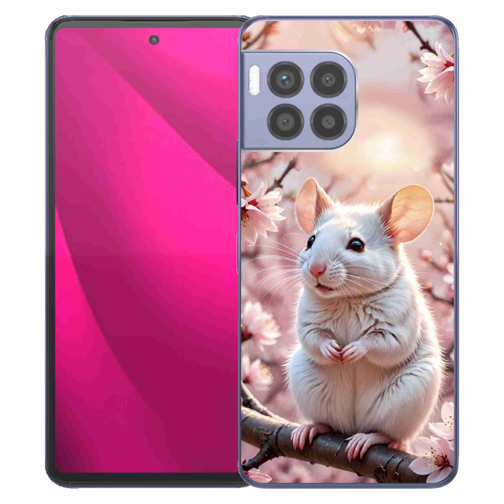 Zselés borítás mmCase a T phone 2 Pro készülékhez - fehér egér az ágon