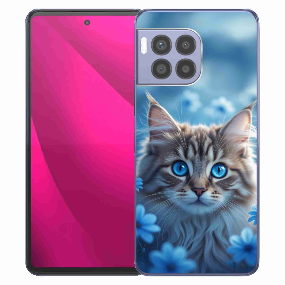 Gél borító mmCase a T phone 2 Pro készülékhez - kék virágos cica