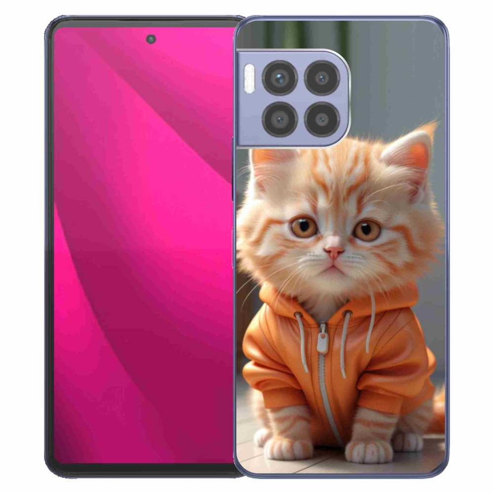 Gél borító mmCase a T phone 2 Pro készülékhez - cica kapucnis pulóverben