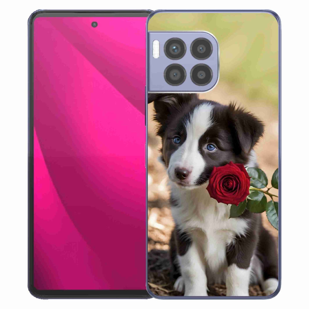 Gél borítás mmCase a T phone 2 Pro készülékhez - aranyos border collie rózsával