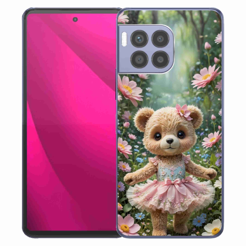 Gél borító mmCase a T phone 2 Pro készülékhez - aranyos mackó virágokkal