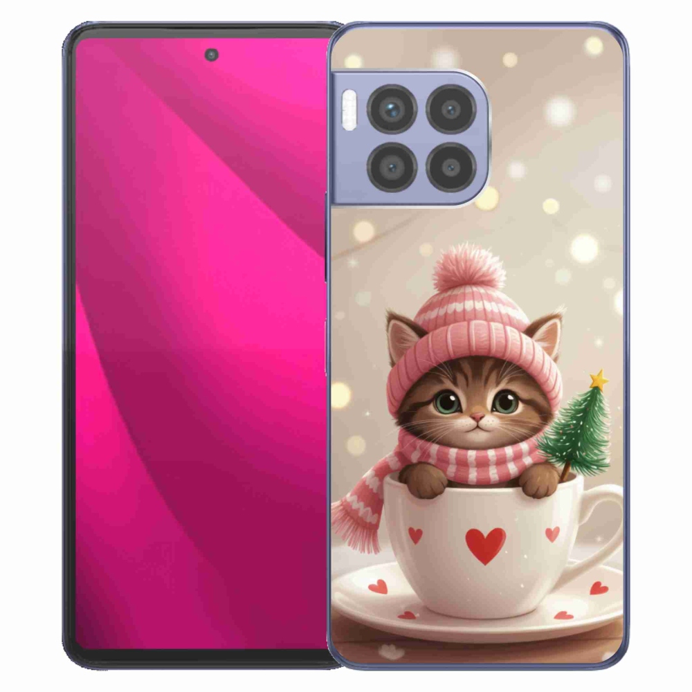 Gél borító mmCase a T phone 2 Pro készülékhez - Karácsonyi cica egy csészében