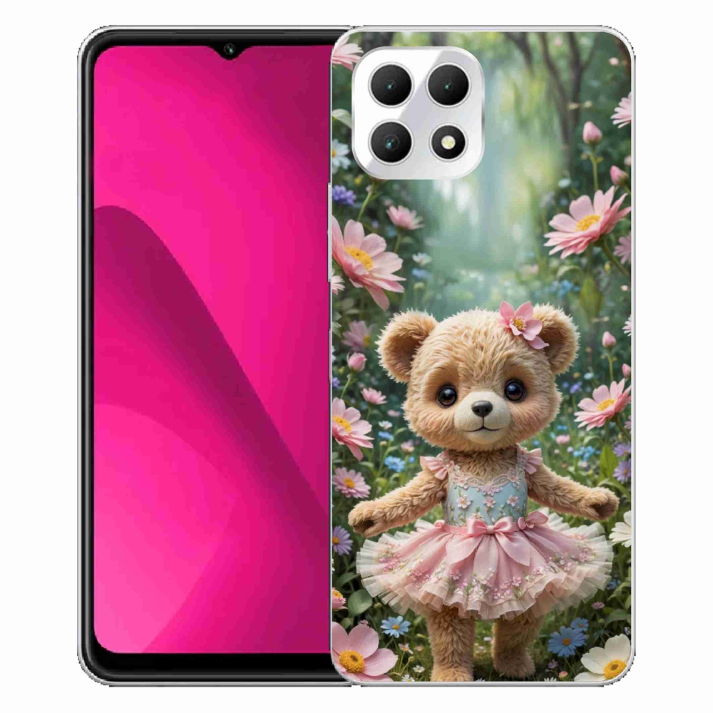 Gél borító mmCase a T phone 2 készülékhez - aranyos mackó virágokban