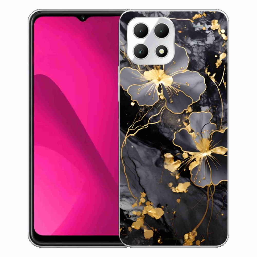 Gél borító mmCase a T phone 2 készülékhez - aranyszínű virágok