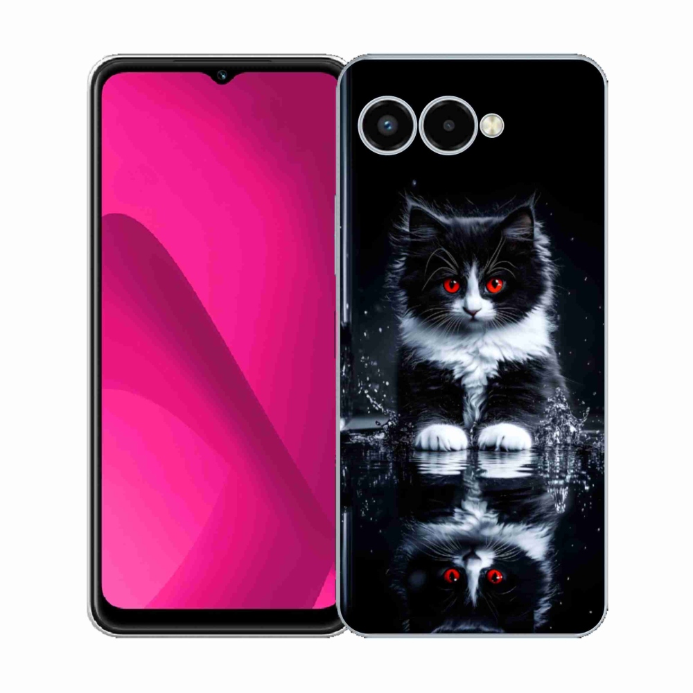 Gél borító mmCase a T phone 3 készülékhez - fekete-fehér cica
