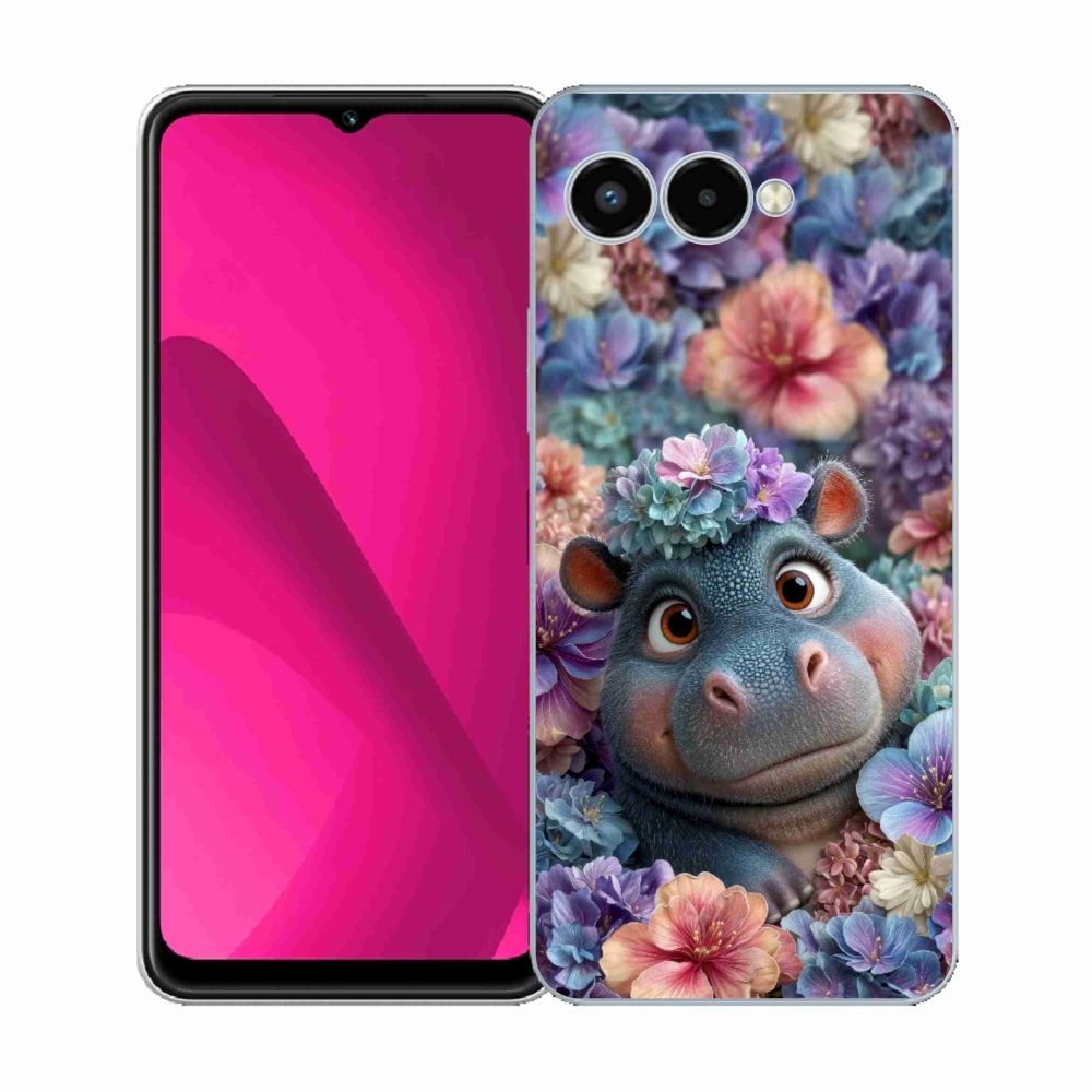 Zselés borító mmCase a T phone 3 - víziló virágokkal