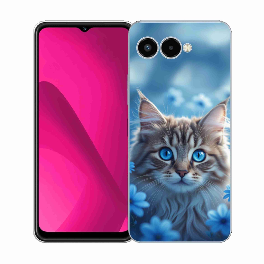 Gél borító mmCase a T phone 3 készülékhez - kék virágos kiscica