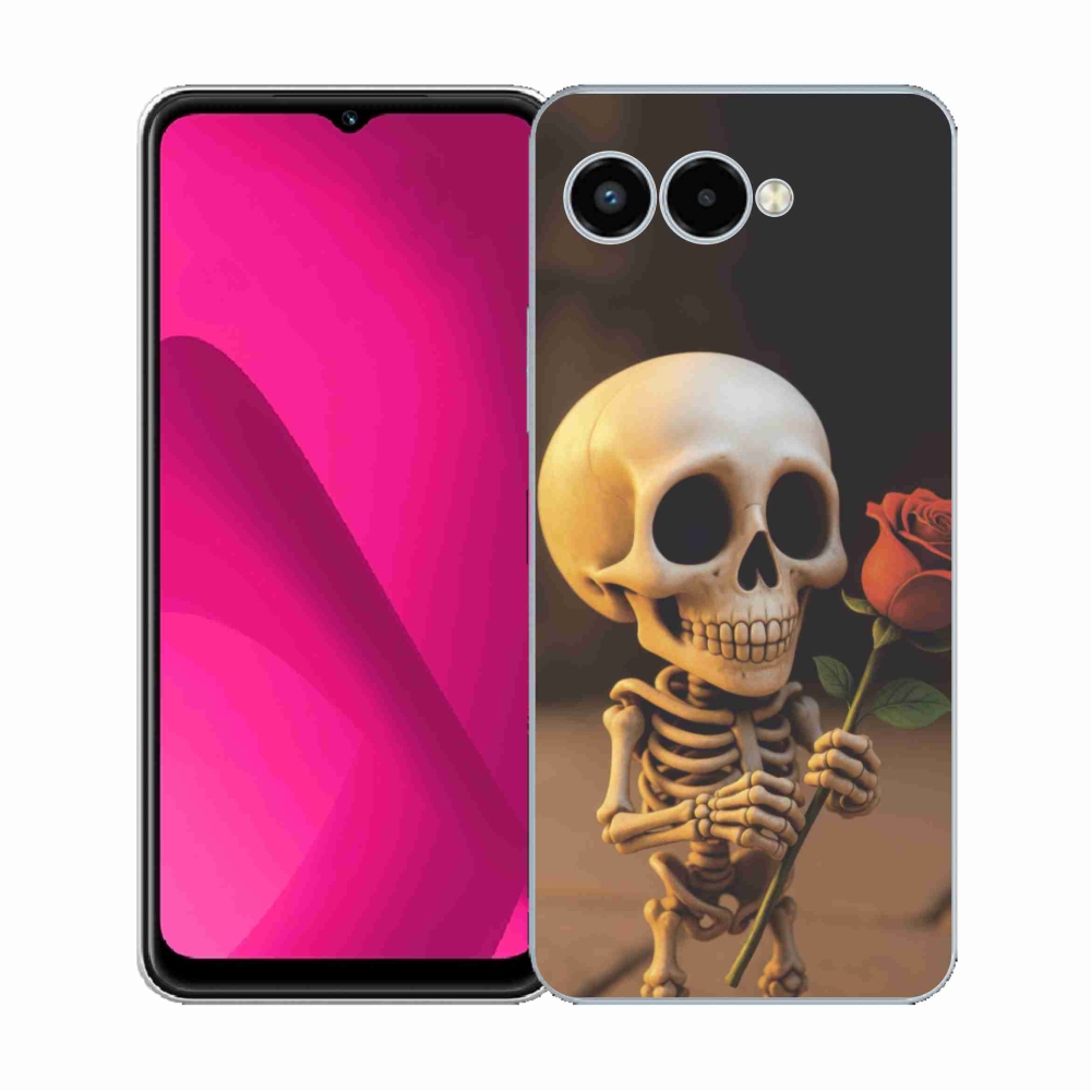 Gél borító mmCase a T phone 3 - csontváz rózsával
