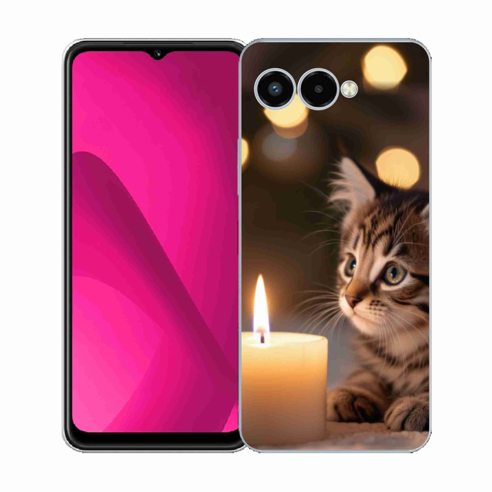 Gél borító mmCase a T phone 3 - cica és gyertya számára