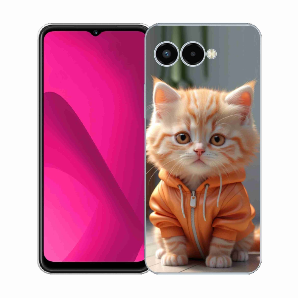 Gél borító mmCase a T phone 3 készülékhez - cica kapucnis pulóverben
