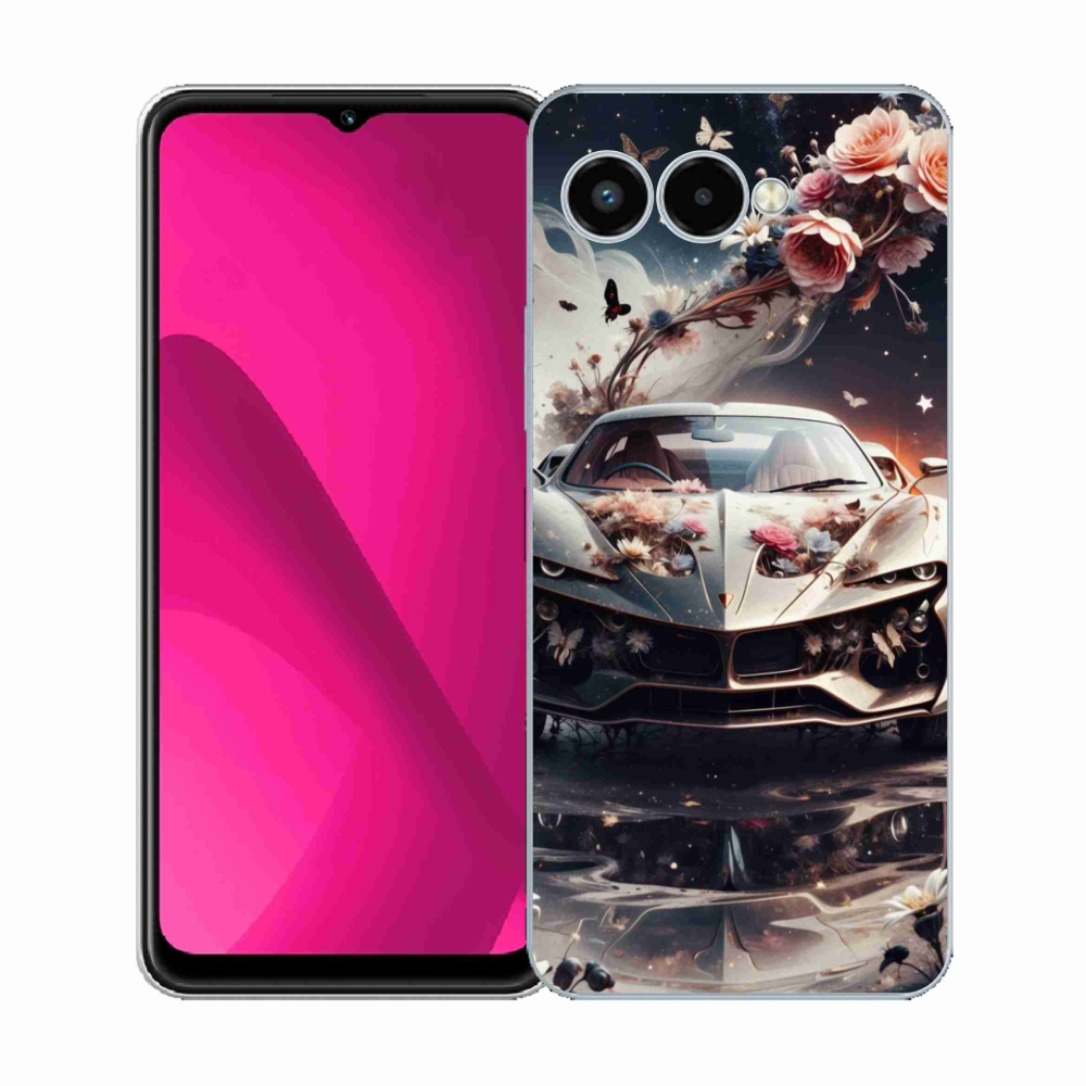 Gél borító mmCase a T phone 3 - virágos sportkocsihoz