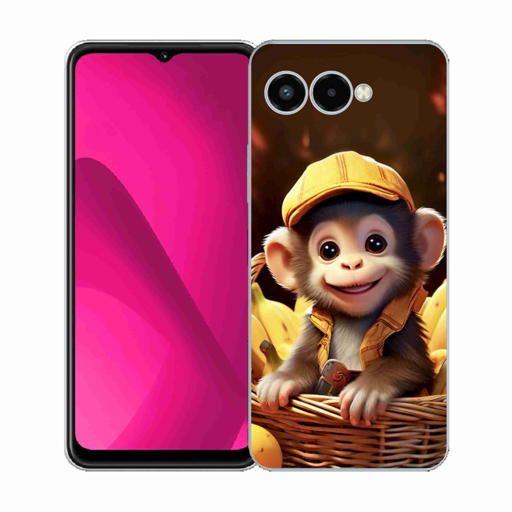 Zselés borítás mmCase a T phone 3-hoz - majom a kosárban
