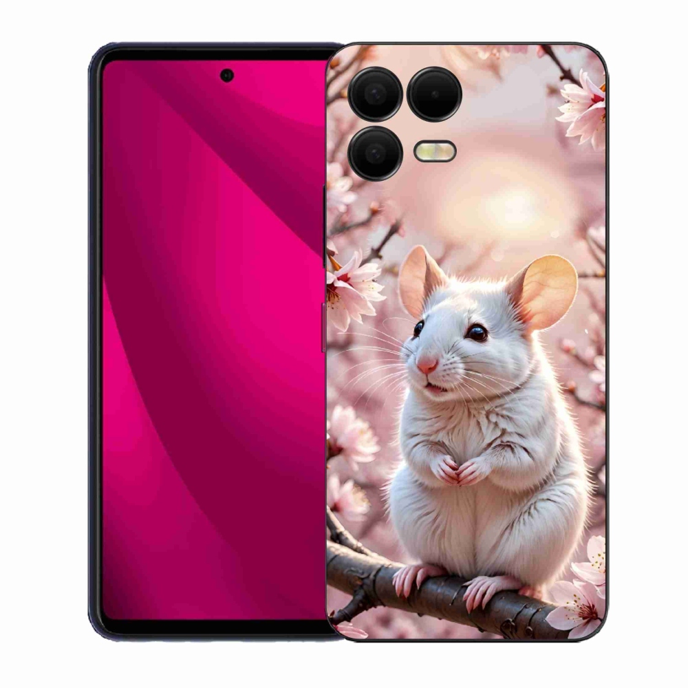 Zselés borító mmCase a T phone 3 Pro készülékhez - fehér egér az ágon