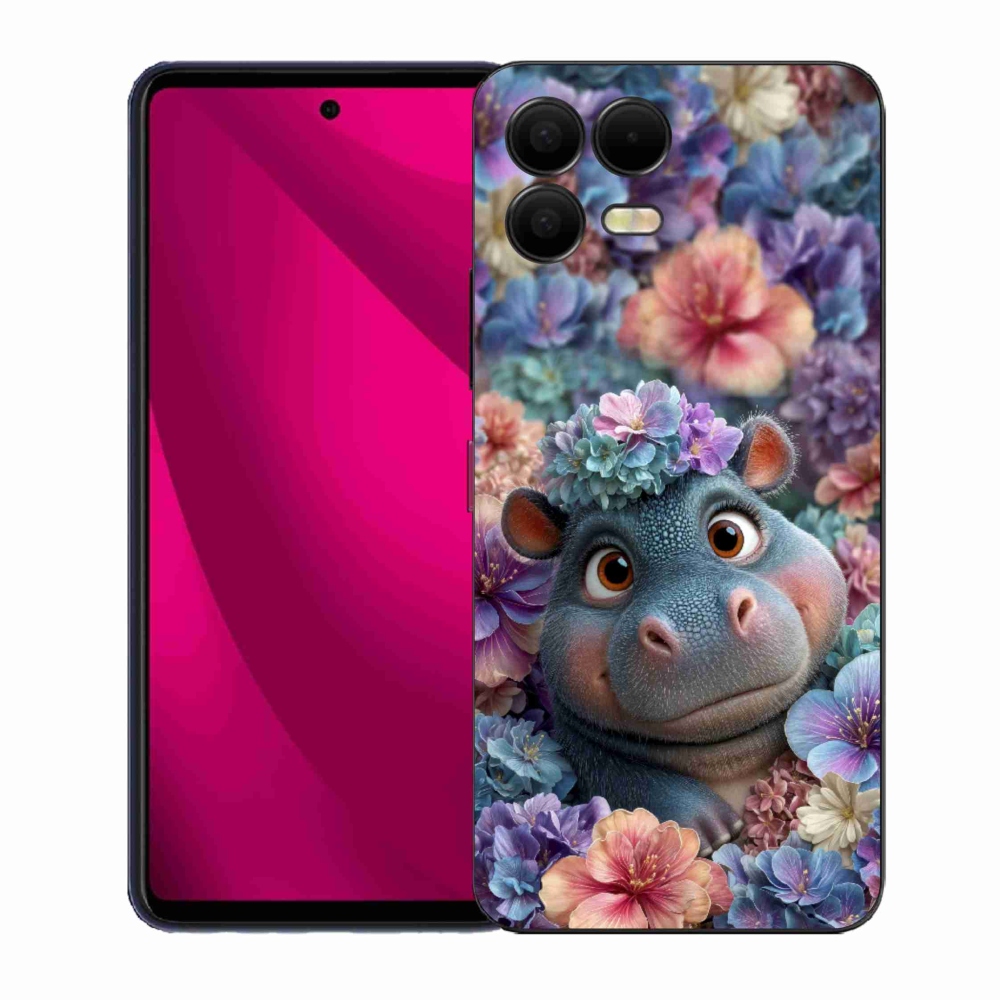 Gél borító mmCase a T phone 3 Pro készülékhez - víziló virágokban