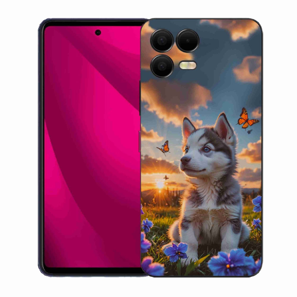 Gél borító mmCase a T phone 3 Pro számára - husky a naplementében