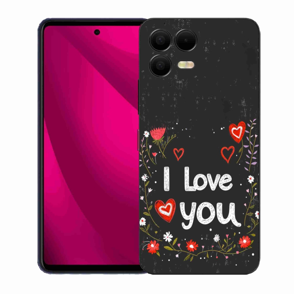 Gél borító mmCase a T phone 3 Pro-hoz - Szeretlek fekete háttérrel