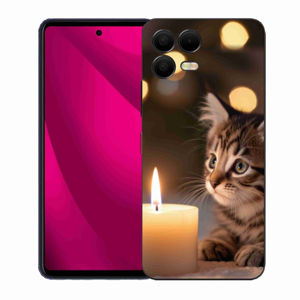 Gél borító mmCase a T phone 3 Pro készülékhez - cica és gyertya