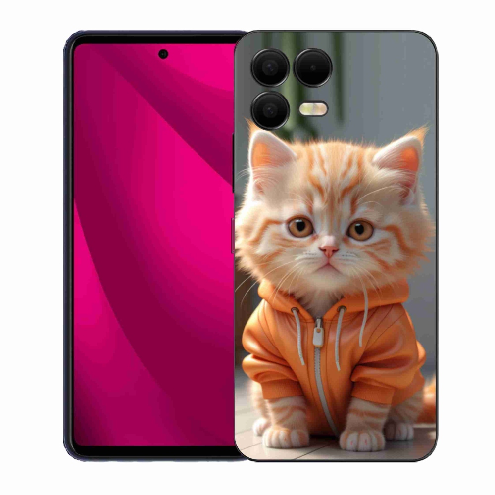 Gél borító mmCase a T phone 3 Pro készülékhez - cica kapucnis pulóverben