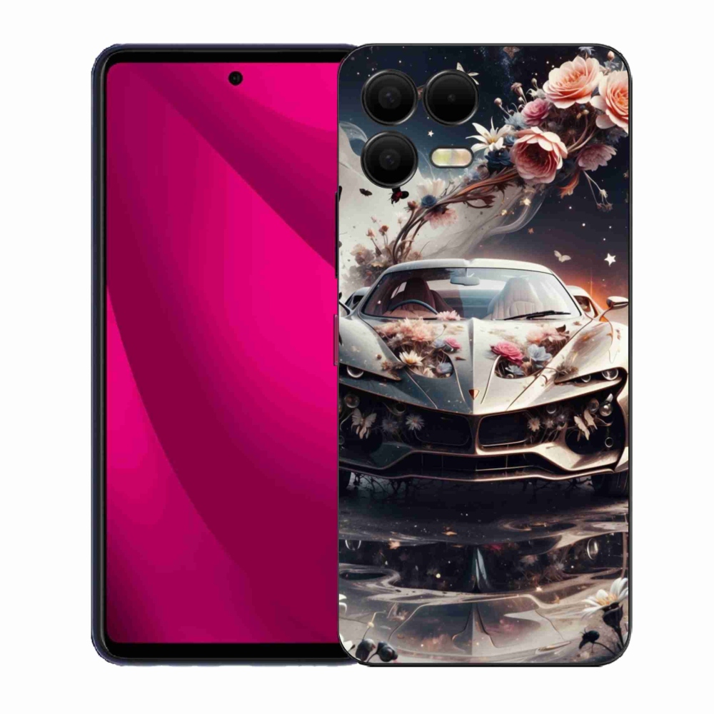 Gél borító mmCase a T phone 3 Pro - virágos sportkocsihoz mmCase a T phone 3 Pro - virágos sportkocsihoz