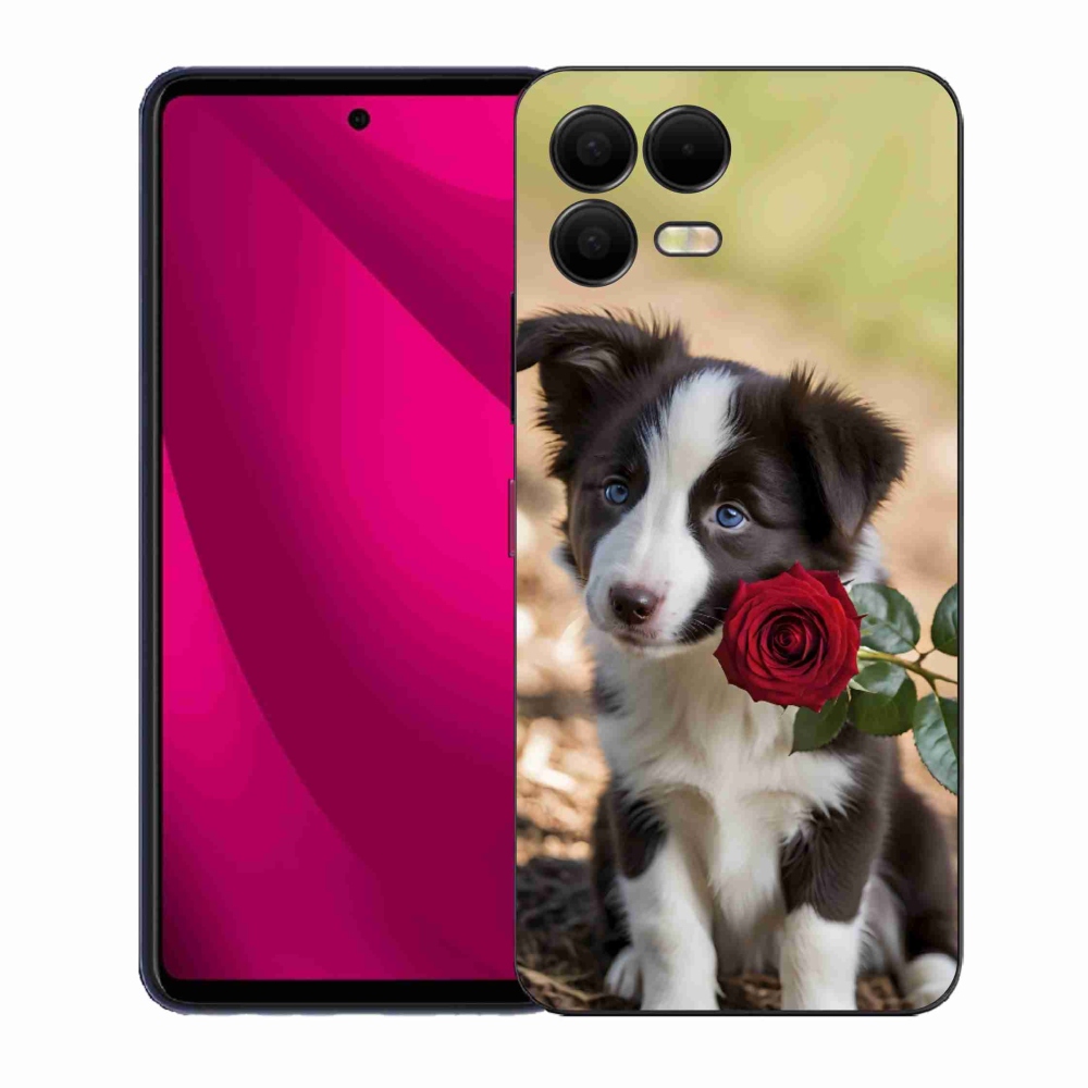 Gél borító mmCase a T phone 3 Pro készülékhez - aranyos border collie rózsával