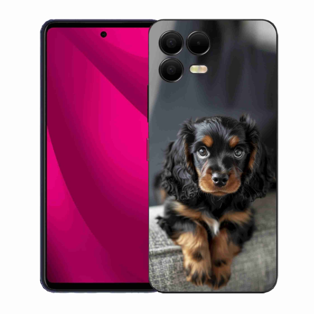 Gél borító mmCase a T phone 3 Pro készülékhez - aranyos hosszú szőrű tacskó