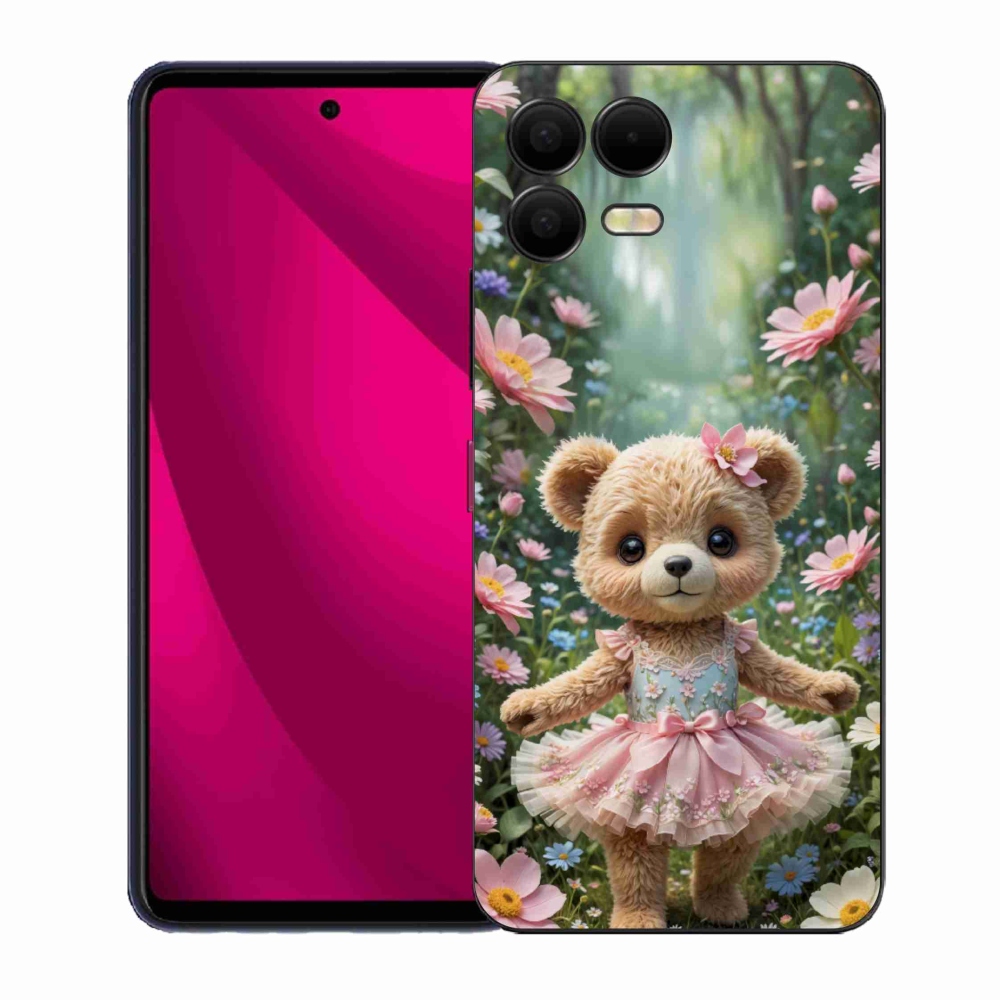 Gél borító mmCase a T phone 3 Pro készülékhez - aranyos mackó virágokkal