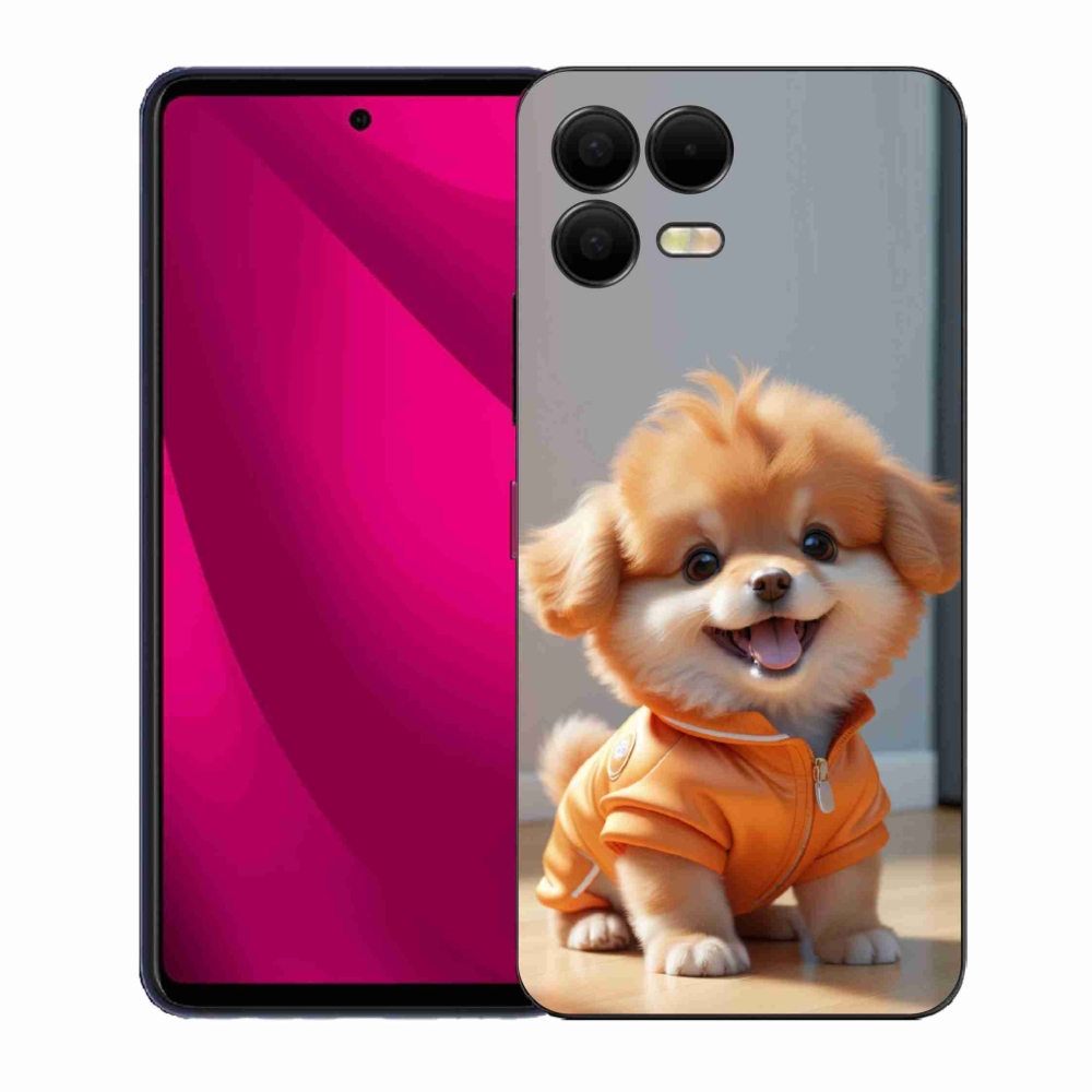 Gél borító mmCase a T phone 3 Pro készülékhez - aranyos pomerániai állat melegítőben