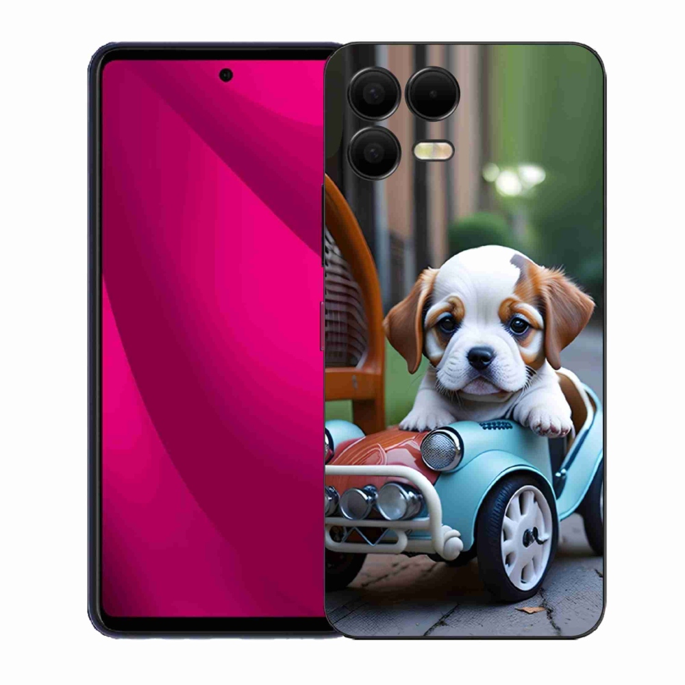 Gél borító mmCase a T phone 3 Pro - kiskutya retro autóban