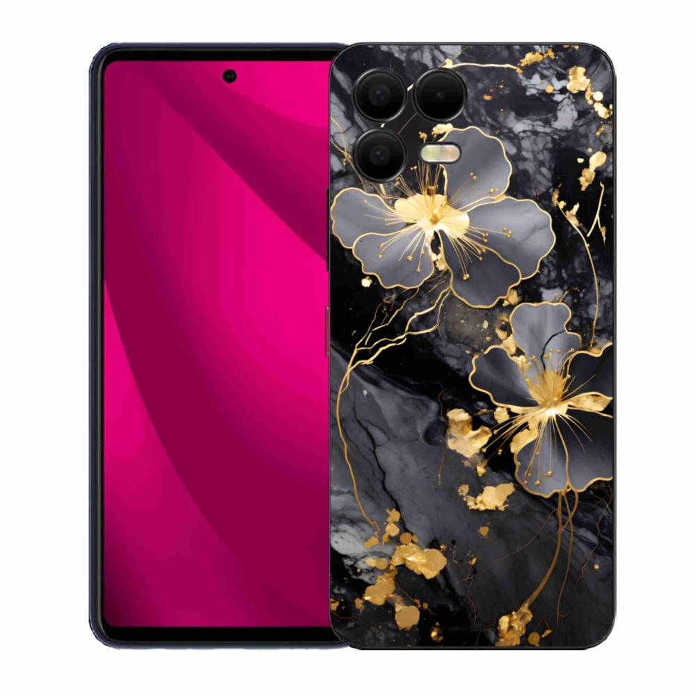 Gél borító mmCase a T phone 3 Pro készülékhez - aranyszínű virágok