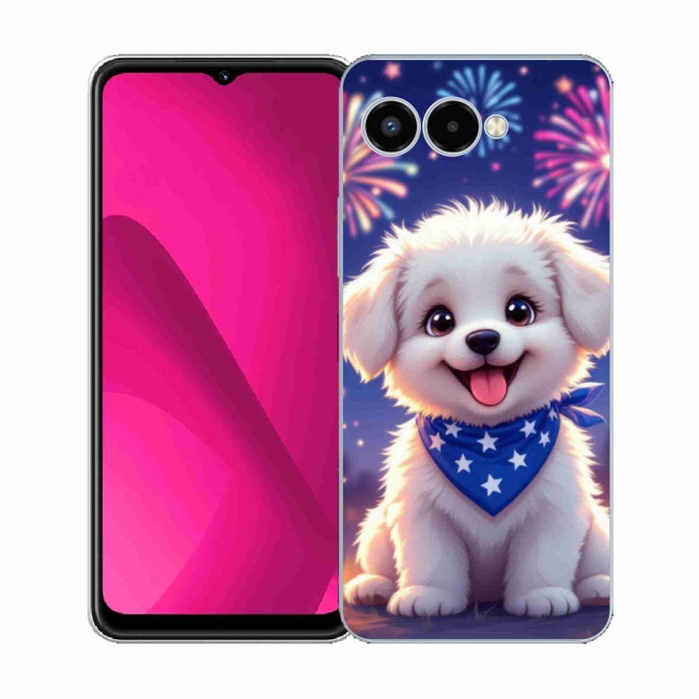 Gél borító mmCase a T phone 3 - ünnepi kölyökkutya számára