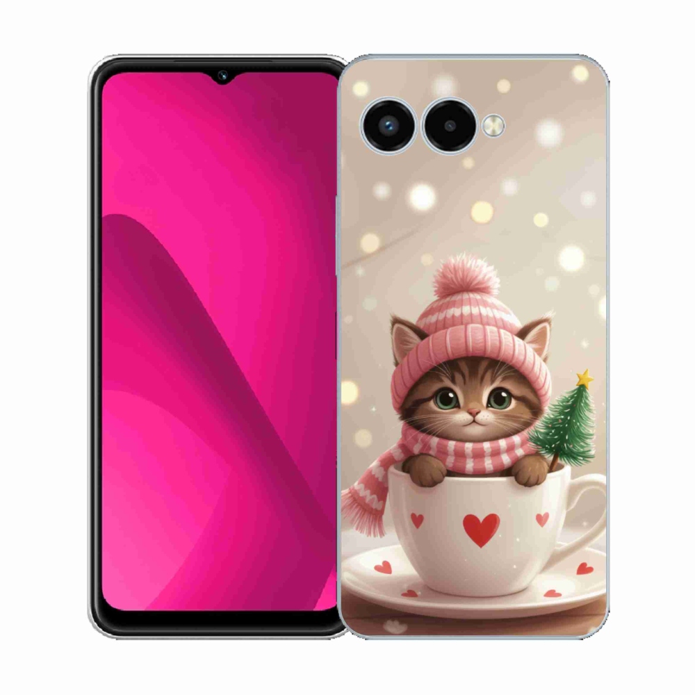 Gél borító mmCase a T phone 3 számára - Karácsonyi cica egy csészében