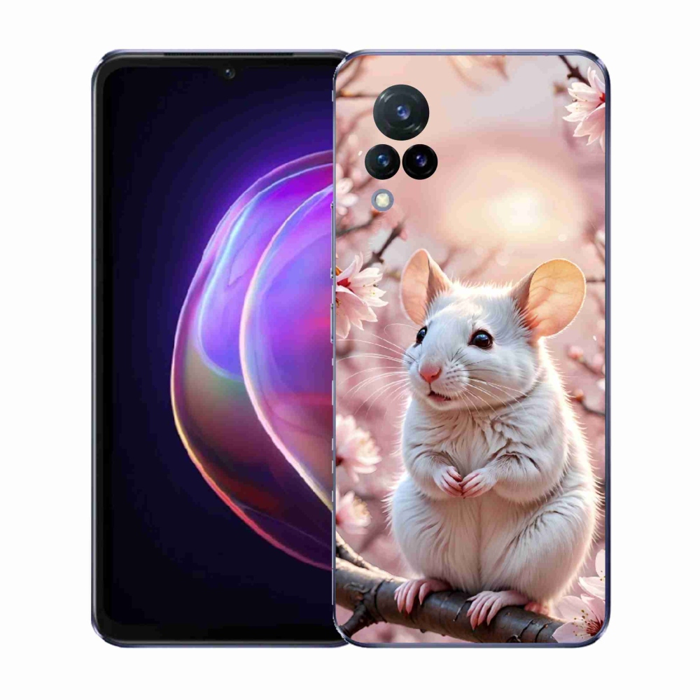 Gél borító mmCase a Vivo V21 4G/5G készülékhez - fehér egér az ágon