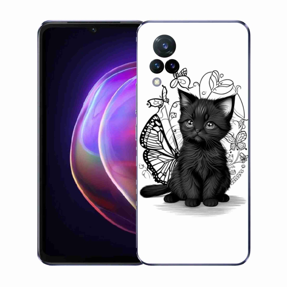 Gél borítás mmCase a Vivo V21 4G/5G készülékre - fekete cica