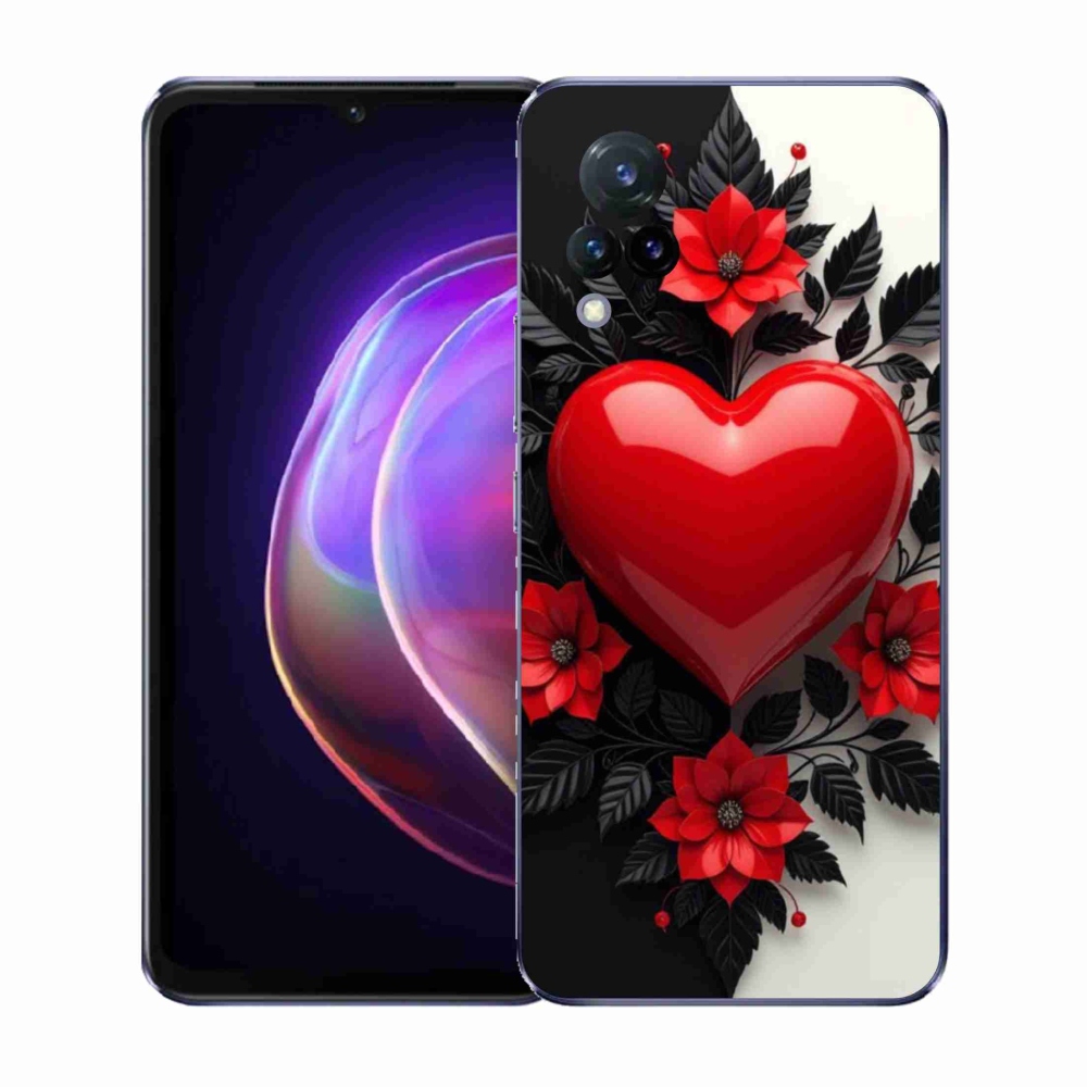 Gél borító mmCase a Vivo V21 4G/5G készülékhez - piros szív