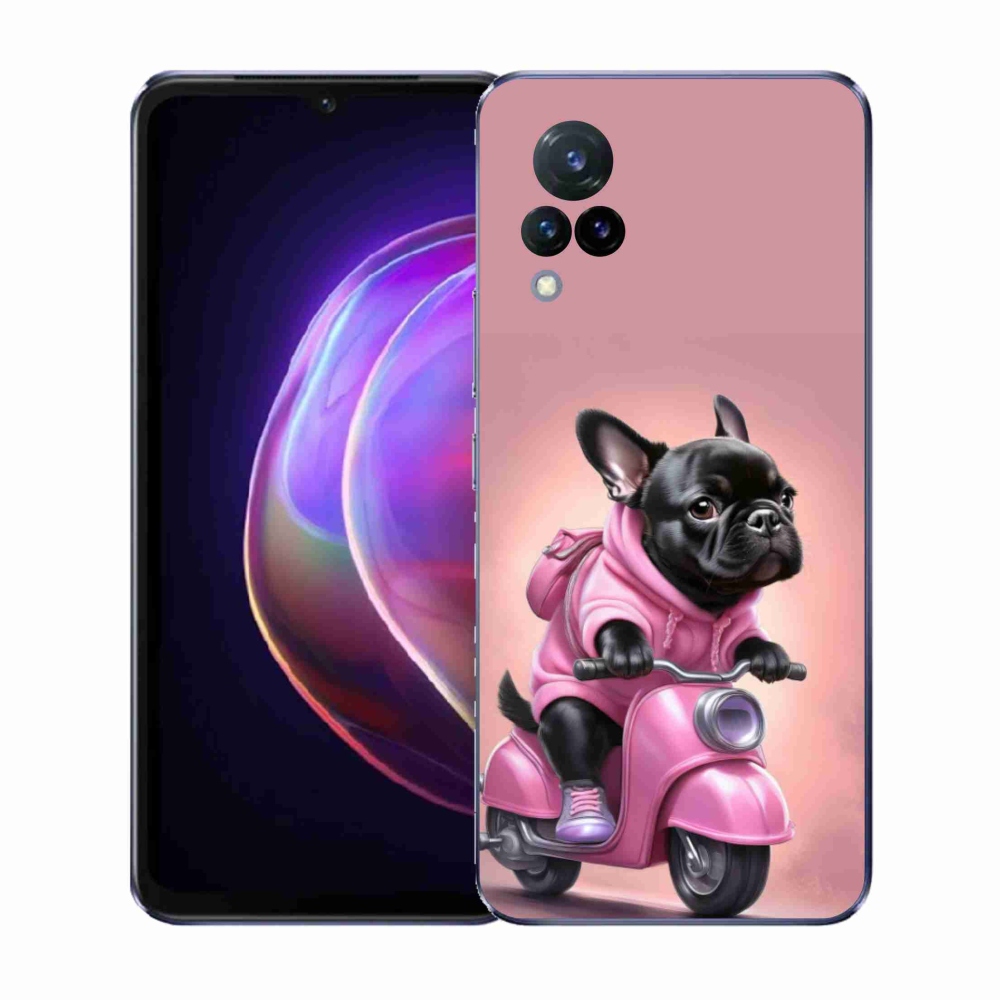 Gél borítás mmCase a Vivo V21 4G/5G-hez - Francia bulldog a robogón