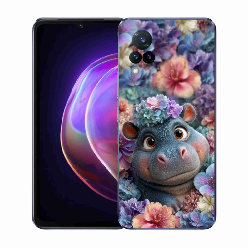 Gél borító mmCase a Vivo V21 4G/5G készülékhez - víziló virágokban