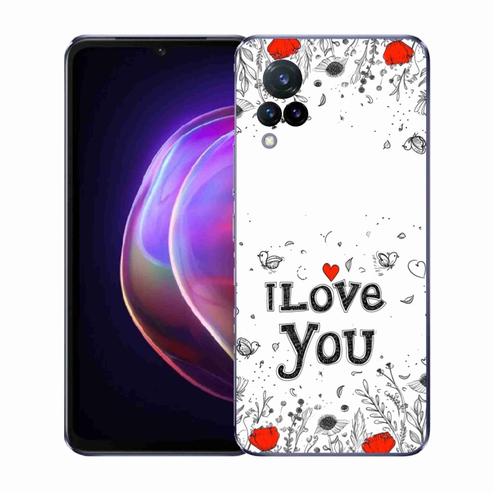 Gél borító mmCase a Vivo V21 4G/5G készülékhez - I love you fehér háttérrel