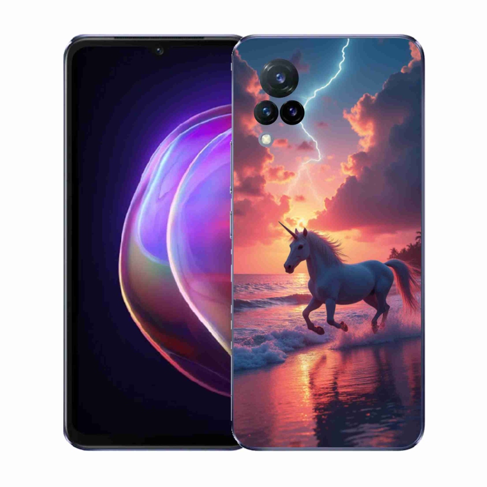 Gél borító mmCase a Vivo V21 4G/5G készülékhez - egyszarvú a tengerparton