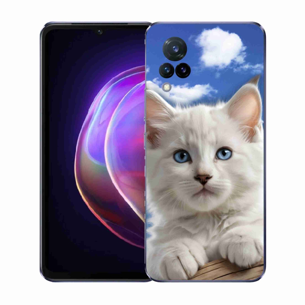 Gél borító mmCase a Vivo V21 4G/5G készülékhez - cica és felhők