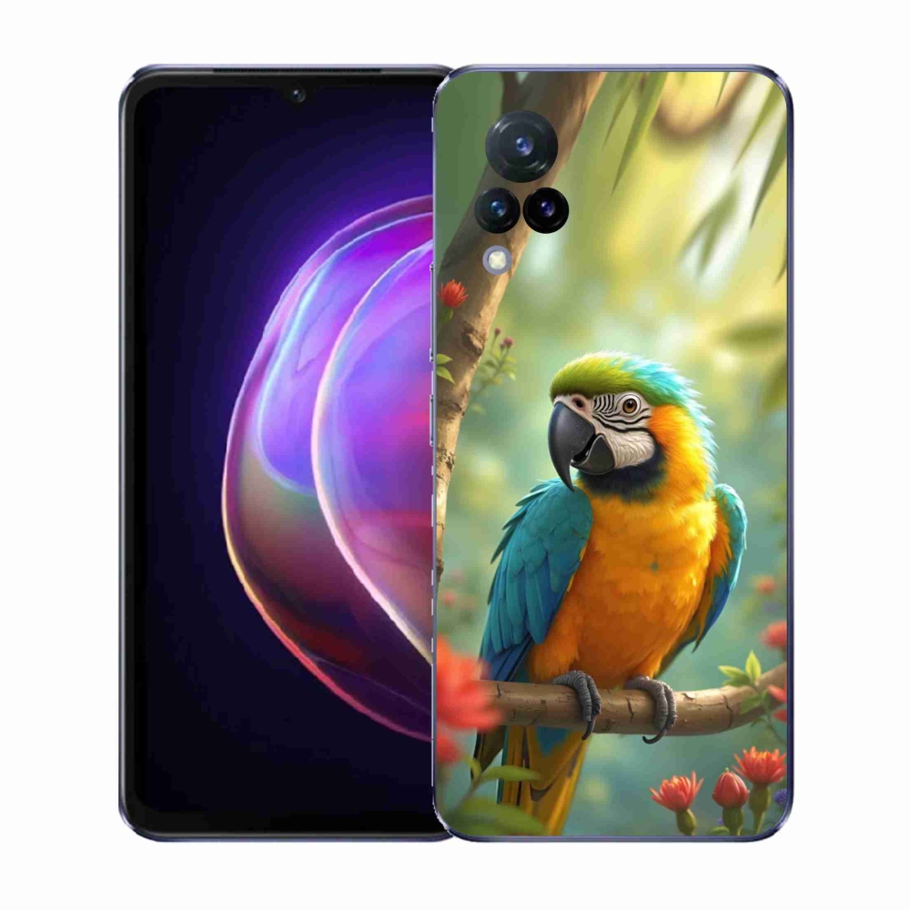 Zselés borítás mmCase Vivo V21 4G/5G - papagáj ara kék és sárga