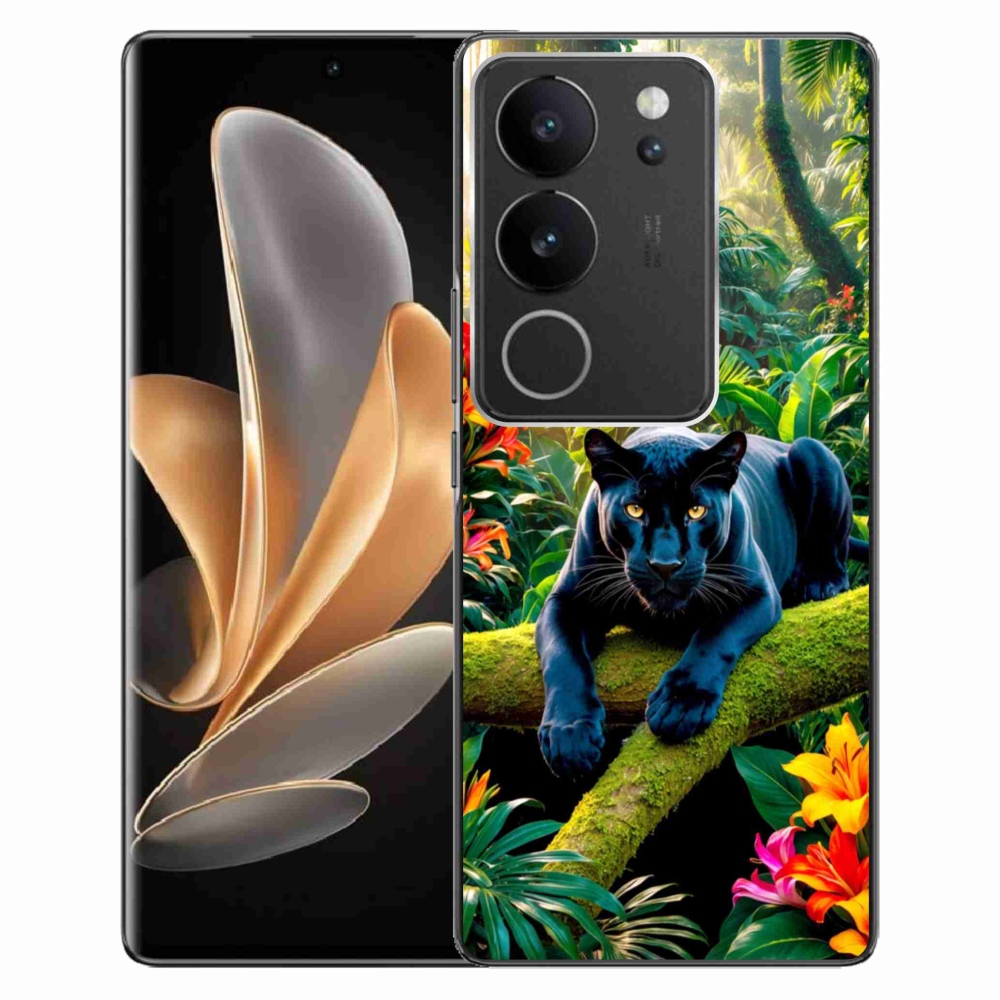mmCase gélhuzat a Vivo V29 5G-hez – fekete párduc a dzsungelben