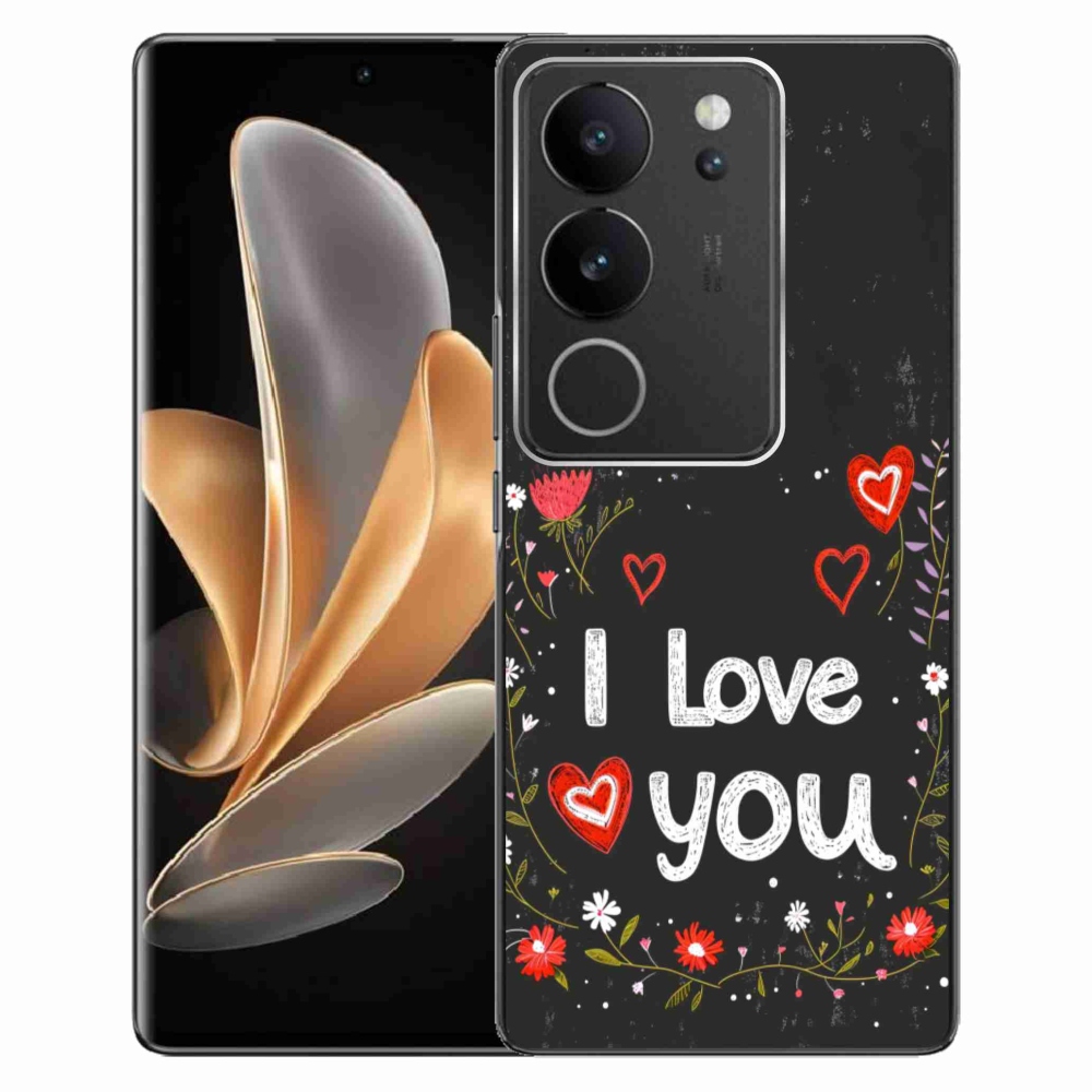 Gél borító mmCase a Vivo V29 5G-hez - Szeretlek fekete háttérrel