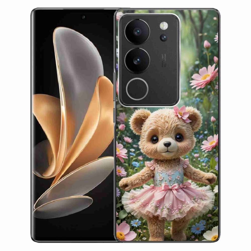 mmCase géltok a Vivo V29 5G-hez – aranyos mackó virágok között