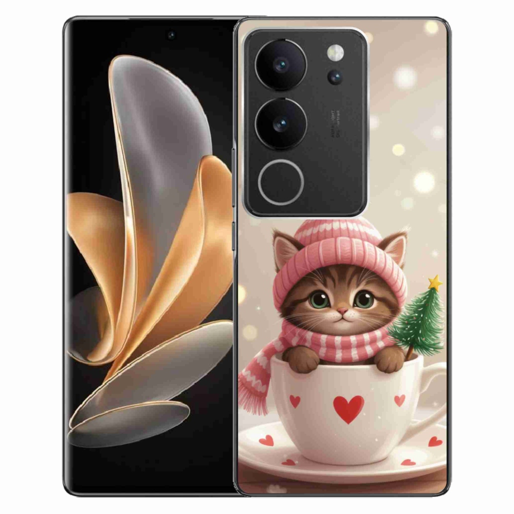 mmCase géltok a Vivo V29 5G-hez – karácsonyi cica csészében