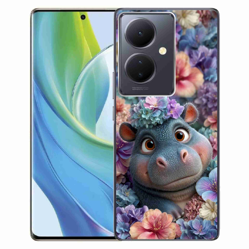 mmCase géltok a Vivo V29 Lite 5G-hez – virágok között úszó kis víziló