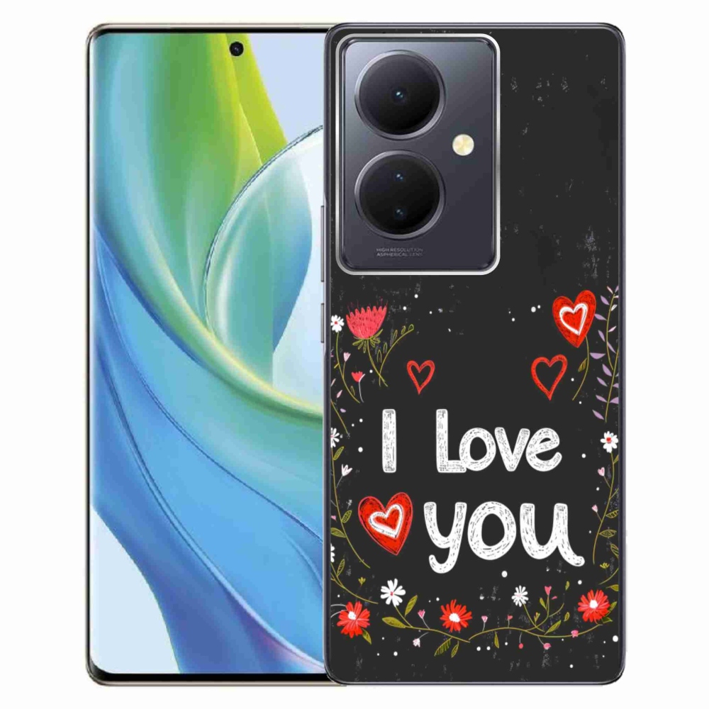 Gél borító mmCase a Vivo V29 Lite 5G-hez - Szeretlek fekete háttérrel