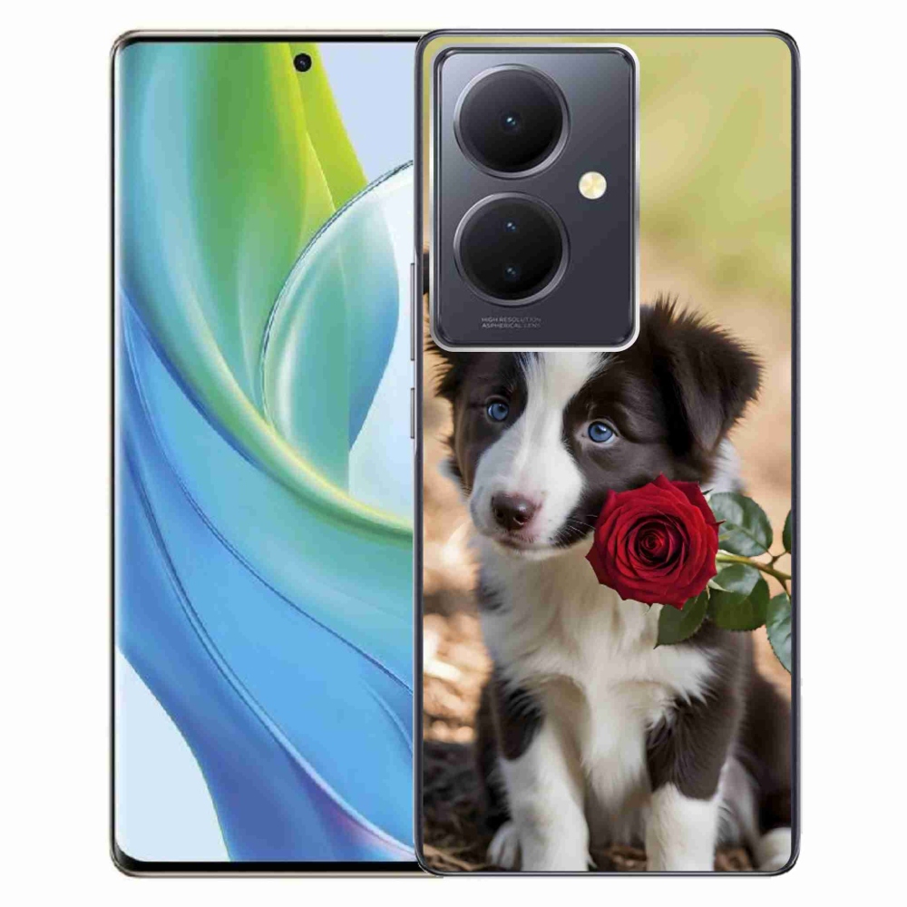 mmCase gél tok a Vivo V29 Lite 5G-hez – aranyos border collie rózsával