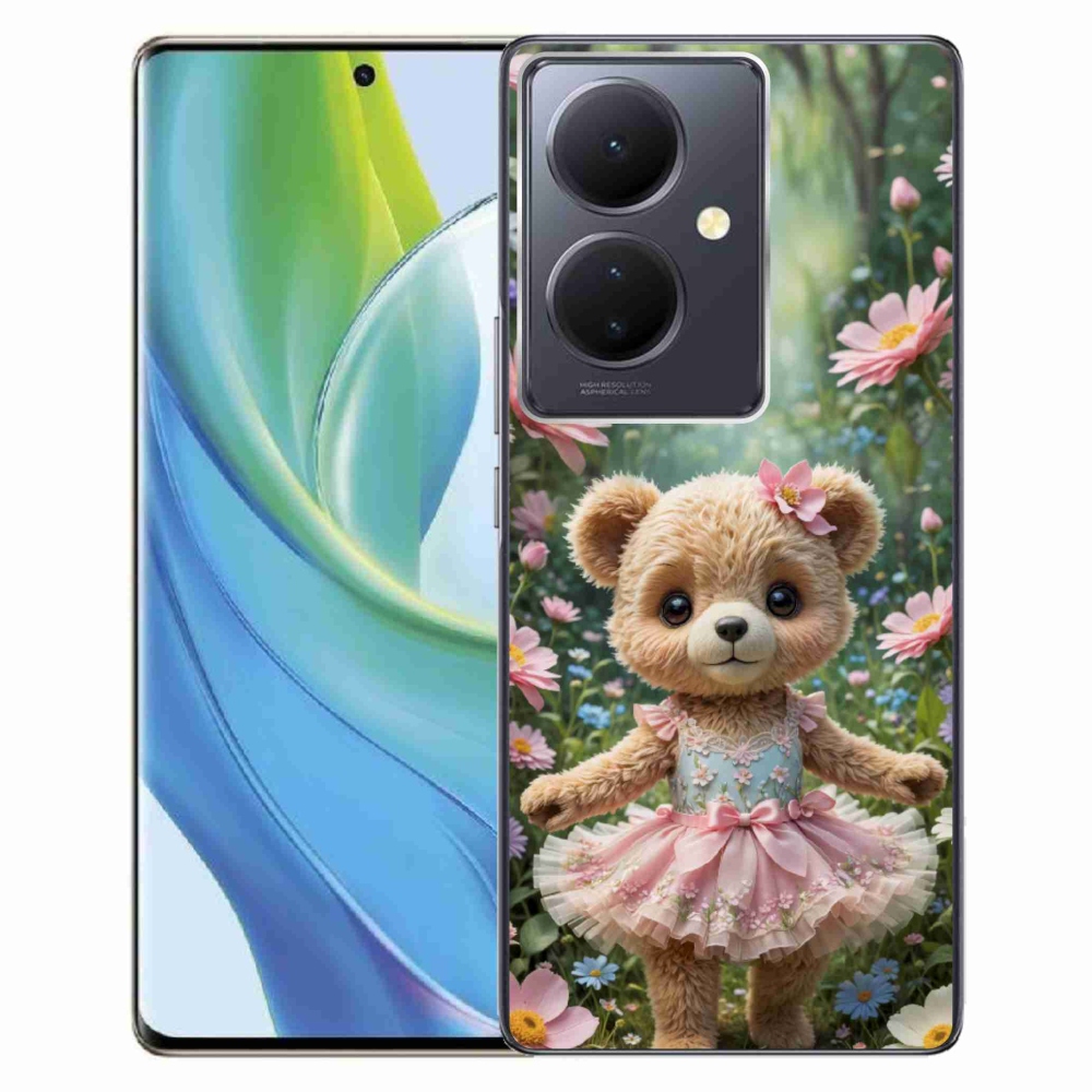 mmCase géltok a Vivo V29 Lite 5G-hez – aranyos mackó virágok között