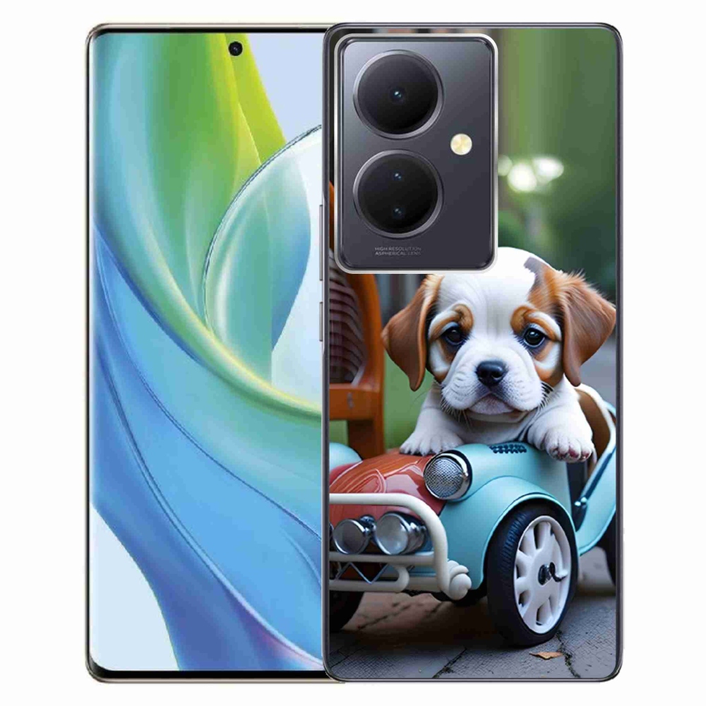 mmCase géltok a Vivo V29 Lite 5G-hez – kiskutya egy retro autóban